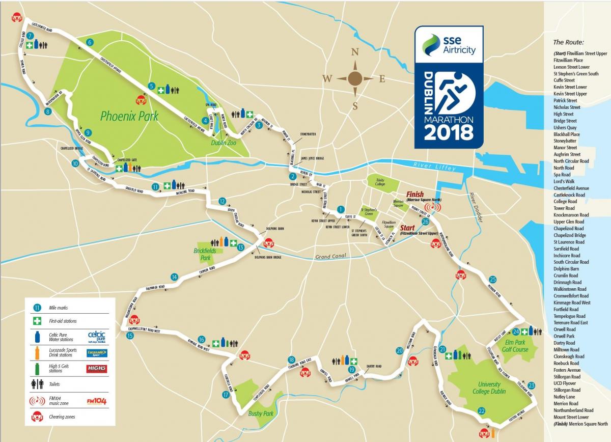 Dublin city marathon rute peta