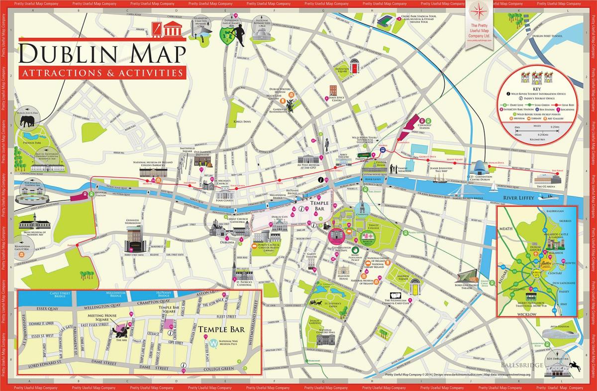 peta objek wisata di Dublin